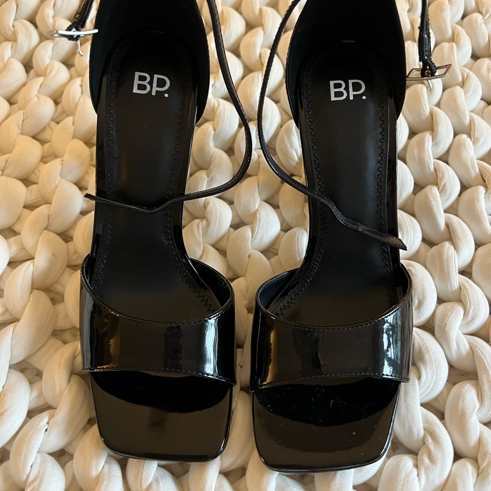 BP square toe ankle strap heel